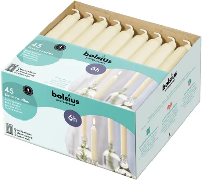 Productafbeelding van Bolsius Horeca Bistro Kaars 180/21,3 Doos 45 Ivoor (1 stuk)