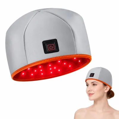 Produktbild von LED Haarwachstum Kappe mit Rotlichttherapie, 660nm & 850nm Infrarot Lichttherapie Kappe mit 120 LEDs, Pulsmodus und Timer für Kopfpflege Zuhause