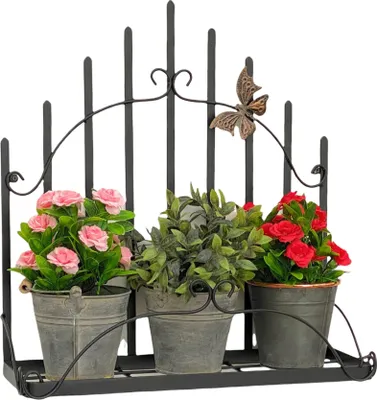 Zdjęcie produktu dla DanDiBo ścienny uchwyt na kwiaty metalowy czarny 50 cm półka ścienna 96237 stojak na kwiaty półka na kwiaty ścienny uchwyt na doniczkę