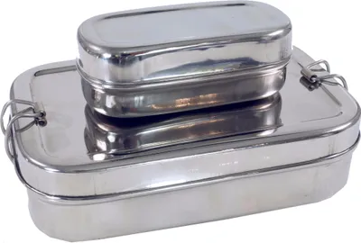 Produktbild von Edelstahl Brotdose, Frühstücksbox, Lunchbox, Vesperbox 2èr Set, Edelstahlgeschirr