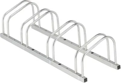 Produktbild von Famanu Fahrradständer für 4 Fahrräder - Robust und wetterfest - Silber