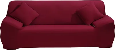 Produktbild von ele ELEOPTION Sofahusse Stretchhusse Sofabezug Polyester Rippstrick (Weinrot, 3 Sitzer für Sofalänge 185-230cm)