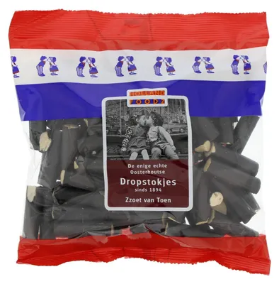 Zdjęcie produktu dla Holland Foodz De Oosterhoutse Dropstokjes 500g – Laski słodkiej lukrecji, tradycyjne