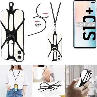 Produktbild von K-S-Trade 3in1 Handykette Handyband Handykordel Halsband Smartphone-Ring Handy-Ring kompatibel mit Samsung S10+ 128GB Fingerhalterung Handyring