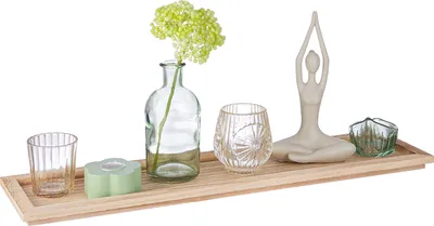Image de Gilde 7tlg. Set, Deko-Ensemble, "Yoga", Glas, MDF, Metall, naturfarben, VE 3, L. 12.1 cm, B. 50 cm, H. 19 cm 51566 4001250515661