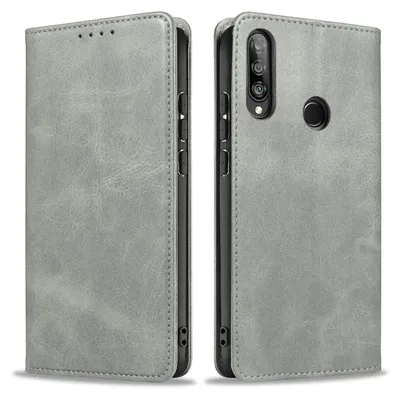 Produktbild von Handyhülle für Huawei P30 Lite Kunstleder Flip Cover Hülle Handytasche Case Kartenfach Farbe: Grau