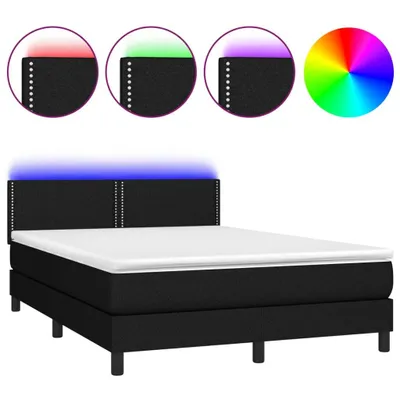 Produktbild von vidaXL Boxspringbett mit Matratze & LED Schwarz 140x200 cm Stoff