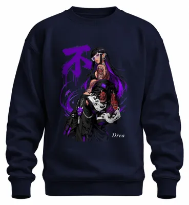 Zdjęcie produktu dla Bluza z kapturem w stylu streetwear, z motywem anime, przedstawiającym Hannyę, w stylu japońskim, inspirowana estetyką Y2K, kolor granatowy, rozmiar XL
