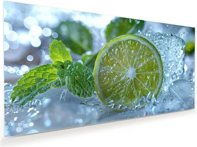 Produktbild von Glasbild 110x55cm in XXL für Wohnzimmer, Schlafzimmer Motiv Erfrischende Limette