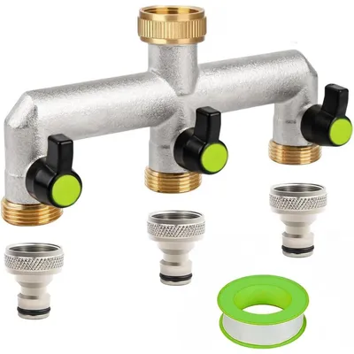 Productafbeelding van Verdeelstuk voor water, kogelkraan, adapter voor tuinslang, 3-weg