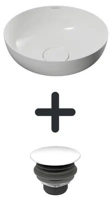 Image de Vasque de lavabo Kaldewei MIENA, modèle 3193, diamètre 31 cm, ensemble comprenant une bonde de vidange permanente