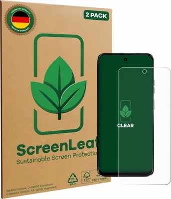 Produktbild von 2x ScreenLeaf Schutzfolie für Motorola G34 5G nachhaltiger Displayschutz Display Schutz Folie Klar Transparent