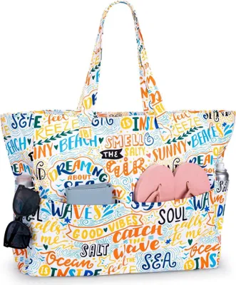 Immagine prodotto di Borsa da spiaggia XXL da donna per la famiglia borsa da bagno con zip shopper
