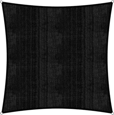 Obrázek produktu pro Sluneční plachta Lumaland včetně upevňovacích lan, 100% HDPE se stabilizátorem pro UV ochranu, čtvercová 5 x 5 metrů černá