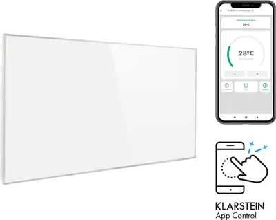 Klarstein Infrarotheizung mit Thermostat, 600W Elektroheizung, Smart Home Infrarotheizung zur Wandmontage, IR mit IoT/WiFi App-Control, Feuchtraum Flach-Heizkörper, CO2-Freie Wand Heizung