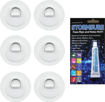 Produktbild von BRUNELLI D-RING PAD Set SUP Board Kajaksitz Befestigung 6x Patch inkl 15g Kleber Paddle Board
