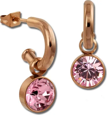 Image de Amello Boucles d'oreilles en acier inoxydable Boucles d'oreilles roses zirconias scintillants or rose ESOS51A