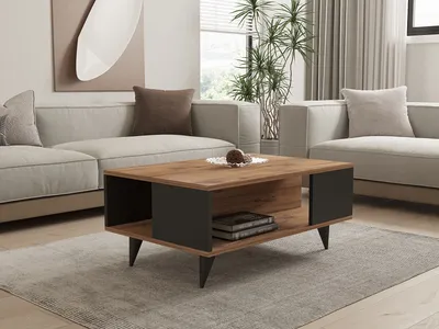 Obrázek produktu pro Skye Decor, Yuka- YukaPUQ, barva ořech, černá, konferenční stolky, 39,5x90x60 cm, 100% melaminovaná dřevotříska