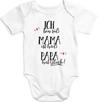 Produktbild von kurzarm Baby-Body ich bin süß, Mama ist heiß, Papa hat Glück Baumwolle Moonworks® 3-6 Monate