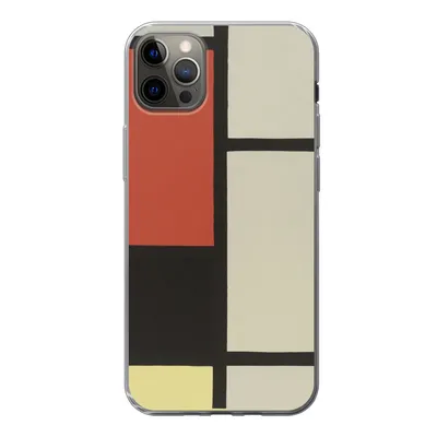 Produktbild von MuchoWow® Handyhülle Schutzhülle Hülle für iPhone 13 Pro Max Komposition mit rotem Quadrat, schwarz, blau - Piet Mondrian Silikon Softcase Handy Hülle - Mobiltelefon