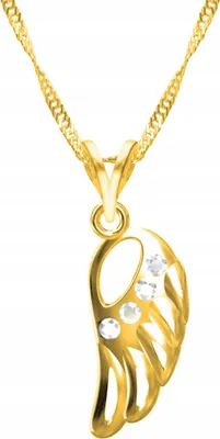 Image de Collier en argent 925 plaqué or, aile d'ange, 55 cm