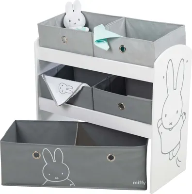 Produktbild von roba Spielregal „Miffy“, Spielzeugregal mit 5 Stoffboxen, Aufbewahrungsregal, für Jungen und Mädchen