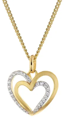 Produktbild von GLIZZ Anhänger Herz Gold 333/8K an vergoldeter Silberkette GL8673-45