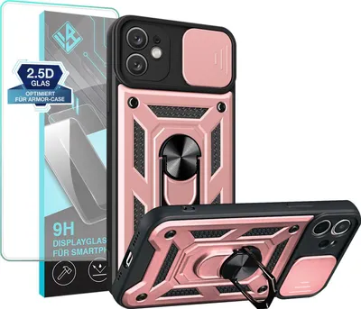 Produktbild von Armor Handyhülle für Apple iPhone 11 mit 9H Displayglas Displayschutz Kameraschutz Handy Panzer Case Cover Schutzhülle Outdoor Farbe: Rosegold