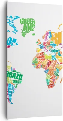 Produktbild von Bild auf Leinwand - Leinwandbild - Karte Worte Welt Geographie - 65x120cm - Wand Bild - Wanddeko - Leinwanddruck - Bilder - Kunstdruck - Wanddekoration - Leinwand bilder - Wandkunst - PA65x120-2860