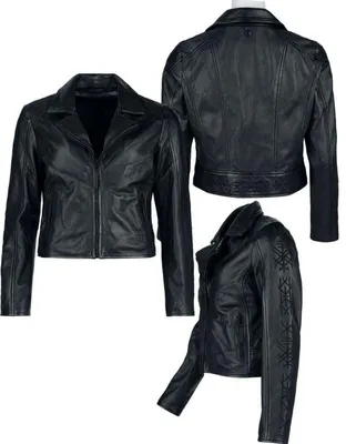 Produktbild von Black Premium by EMP Damen schwarze Lederjacke mit V-Ausschnitt XXL