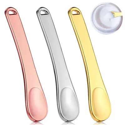 Produktbild von 3x Kosmetikspatel - Maskenspatel - Gesichtsspatel - Kosmetik-Applikator - Cremespatel - Metallspatel für Gesichtsmasken, Cremes und Lotionen