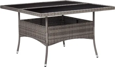 Produktbild von ZMH Garten-Esstisch Grau Poly Rattan und Glas
