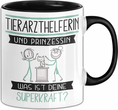 Produktbild von Tierarzthelferin Und Prinzessin Tasse Geschenk Für Eine Tierarzthelferin Geburtstag Was Ist Deine Superkraft (Schwarz)