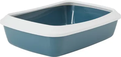 Produktbild von Nobby Katzentoilette mit Rand Iriz grau-blau, Maße: 50 x 37 x 13,5 cm