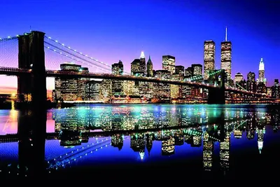 Obrázek produktu pro Plakát z New Yorku: Brooklynský most v noci, 61 x 91,5 cm