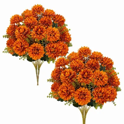 4 künstliche Chrysanthemen, 30 cm Höhe, Dekoblumen
