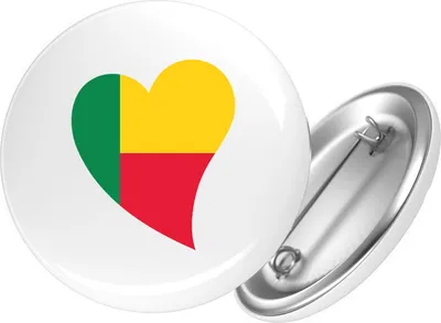 Produktbild von Huuraa Button Benin Flagge Herz 59mm rund mit Sicherheitsnadel Ansteckbutton Geschenkidee