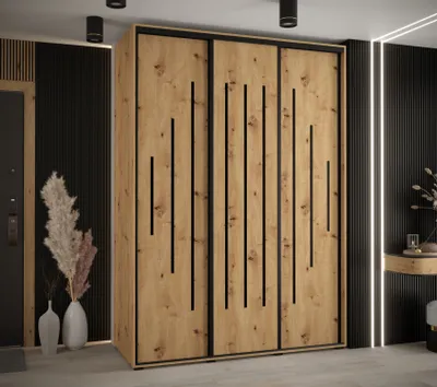 Produktbild von Kleiderschrank ASIRI 12 - 180/60 cm, Artisan-Eiche / Schwarz