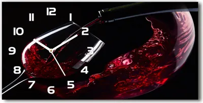Produktbild von Wanduhr aus Glas – 60x30 cm - Glasbild - Glasuhr - Gehärtetes Glas - weisse-zeiger - Rotwein