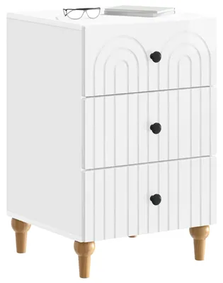 Imagen del producto de vidaXL Mesita de noche, blanco brillante, 43 x 41 x 66,5 cm, material de madera