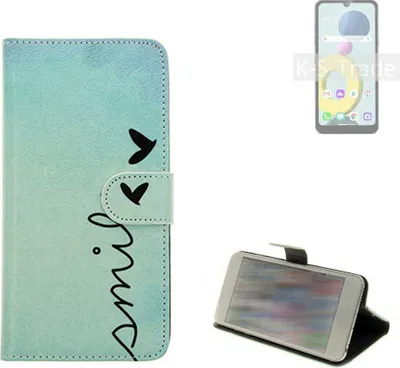 Produktbild von K-S-Trade Schutz Hülle Handy Hülle kompatibel mit LG Electronics Xpression Plus 3 Hülle Handyhülle cover bookstyle Etui Handyhülle ''smile''
