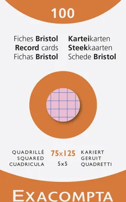 Image de Exacompta 10x Étui de 100 fiches bristol 5x5 non perforé 75x125mm assort 13271E