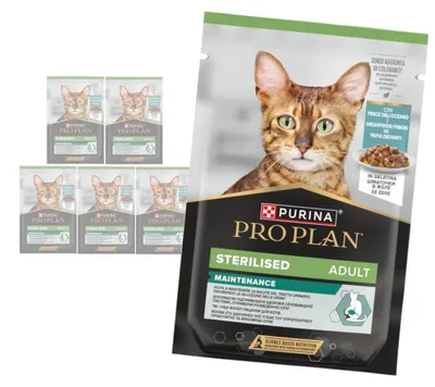 Produktbild von Purina Pro Plan Adult Sterilisiertes Erhaltungsfutter 6x85g Nassfutter für Katzen mit Meeresfisch in Gelee