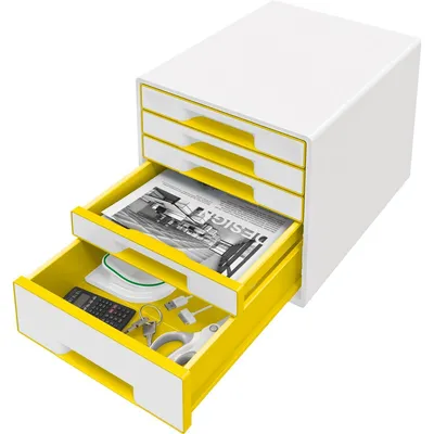 Produktbild von Leitz Schubladenbox WOW CUBE 52142016 5Schubfächer weiß/gelb