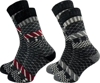Produktbild von Gawilo Hochwertige Norweger Socken Damen (2 Paar), Dunkelgrau mit Muster / 39 - 42
