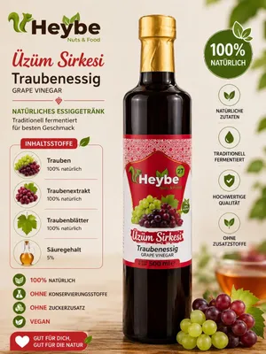 Produktbild von Heybe Trauben Essig 500 ml – Natürlich fermentierter Fruchtessig