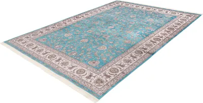 Produktbild von Klassisches Perzisches Vloerkleed in Kashmir-Stil – Hochwertige Kunstseide, 160x230 cm, Blau, Handgeknüpft-Look, Elegantes Design