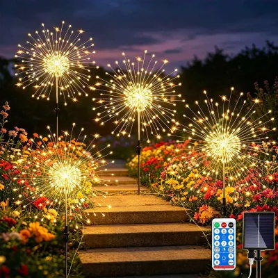 Produktbild von Joycome Solarleuchten für Außen 4x120 LED Feuerwerk Solarlampen