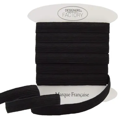 Geripptes Gummiband schwarz 1 cm breit, 5 m