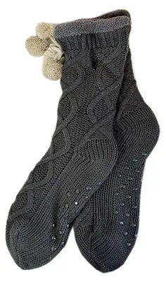 Produktbild von Da Home Socks Hüttenschuhe Stoppersocken gefüttert Anthrazit Gr 39-42
